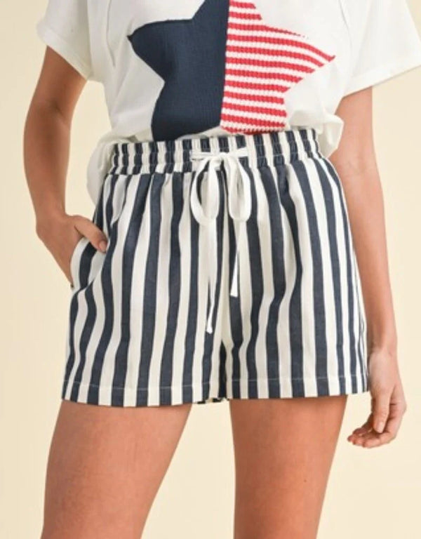 Stripe Boxer Shorts With Drawstring