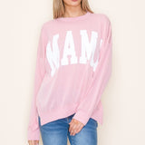 Ribbed Mama Corded Sweatshirt - Pink