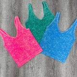 BIRTHDAY Washed ribbed seamless cropped v-neck tank top