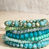 Glass Bead Bracelet Set of 9 - Various Colors