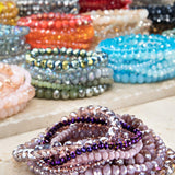 Glass Bead Bracelet Set of 9 - Various Colors