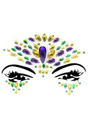 Mardi Gras Crystal Stick on Face Jewels