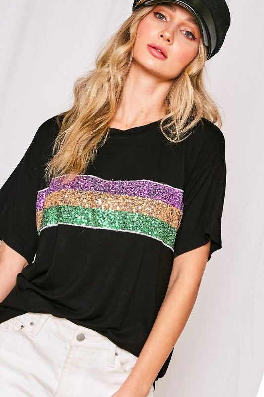 Mardi Gras Sequin Stripe Top – Valois Designs