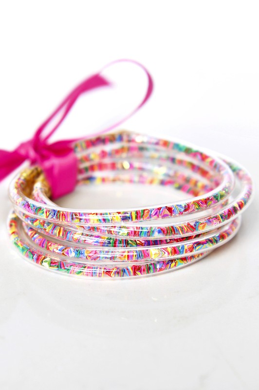Multicolor Confetti Sequin Tube Bracelets Jelly