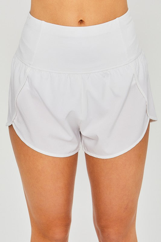 You Got It White Woven Solid Inner Brief Back Pocket Shorts