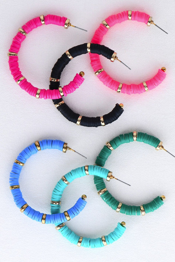 Multicolor Flat Rubber Disc Bead Earrings