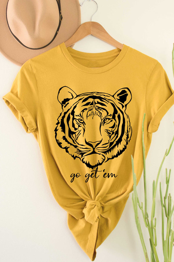 Gold Tiger Face Graphic Tee