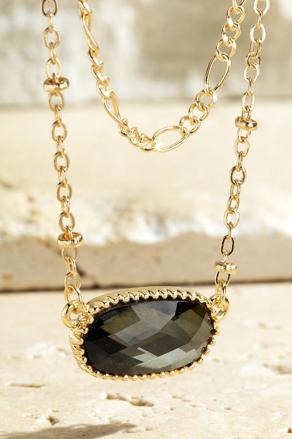 Layered Faux Stone Pendant Necklace