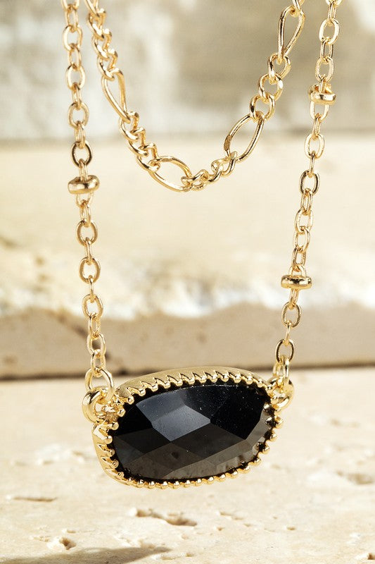 Layered Faux Stone Pendant Necklace