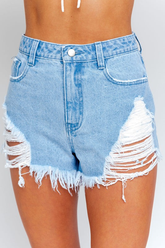 Distressed But Blessed Denim Shorts