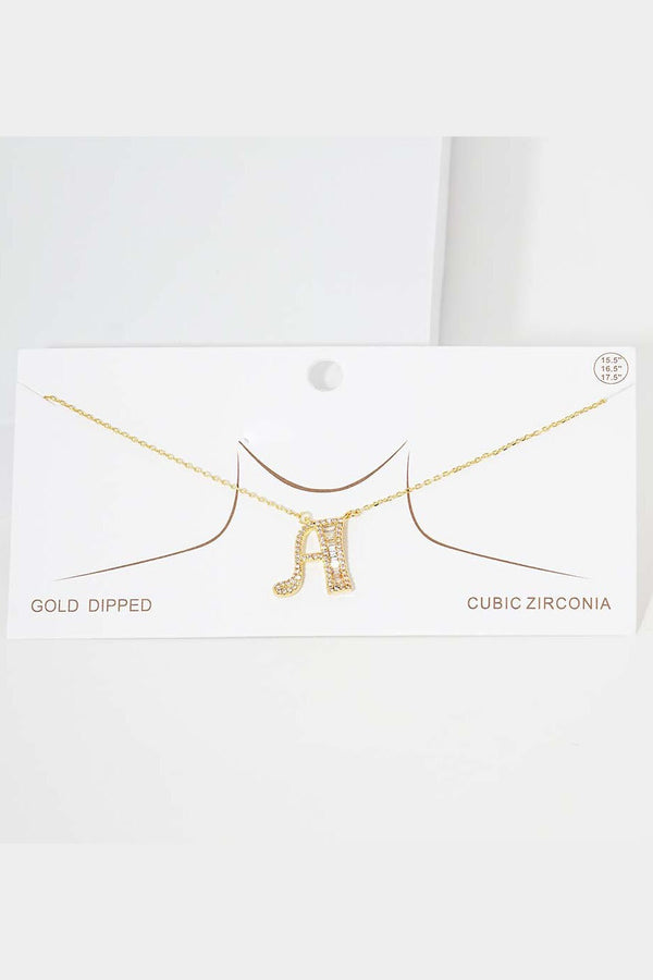 Gold Crystal Monogram Initial Necklace