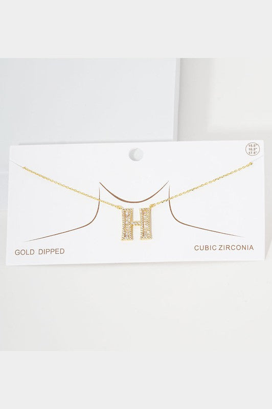 Gold Crystal Monogram Initial Necklace