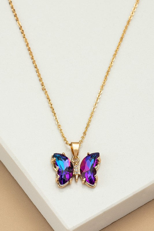 Aurora Borealis Butterfly Necklace
