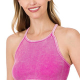 Halter Acid Washed Ribbed Crop