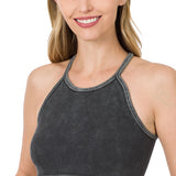 Halter Acid Washed Ribbed Crop