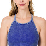 Halter Acid Washed Ribbed Crop