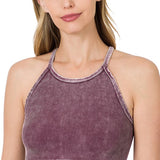 Halter Acid Washed Ribbed Crop