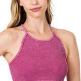 Halter Acid Washed Ribbed Crop