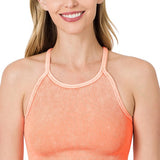 Halter Acid Washed Ribbed Crop