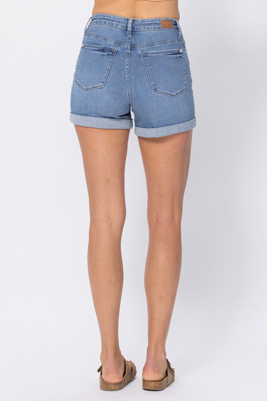 Judy Blue - High Rise Open Seam Cuffed Shorts