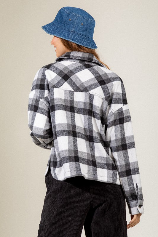 Cozied Up Black and White Plaid Shacket