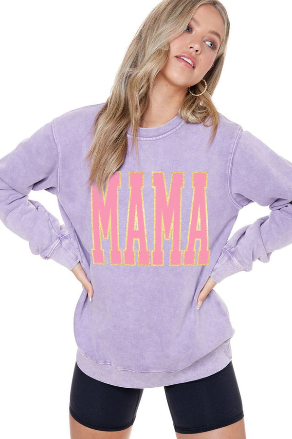Mama Glitter Mineral Wash and Glitter Sweatshirt