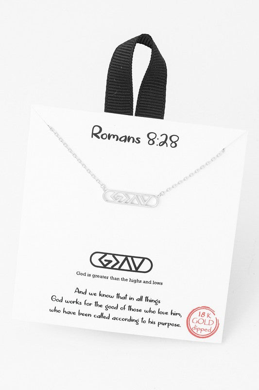 God Romans 8:28 Necklace