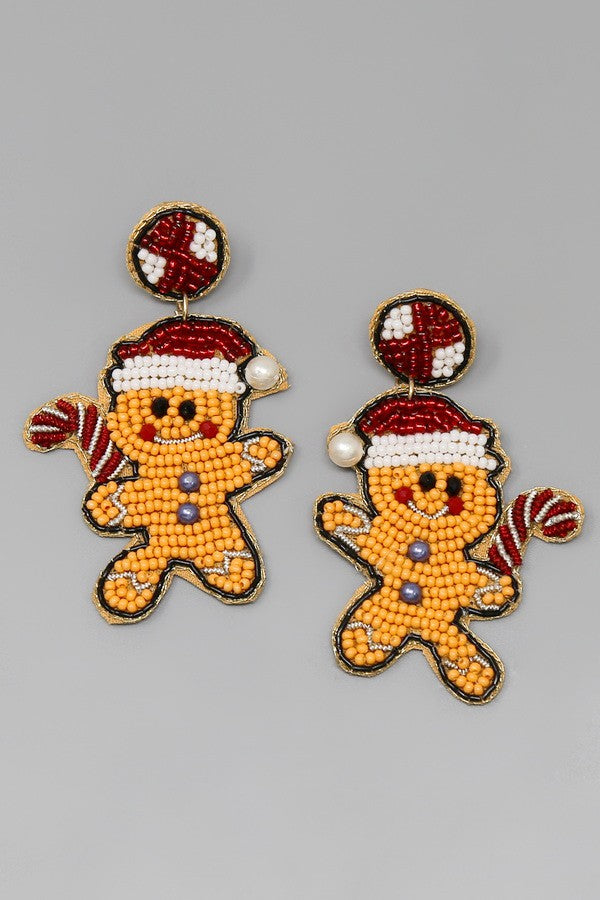 Gingerbread Beaded Earrings