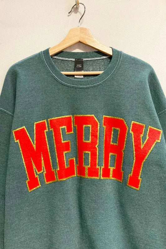 Merry Red and Glitter Gold Oversized Sweatshirt