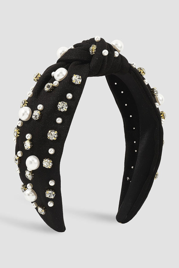 Luxury Rhinestone Pearl TopKnot Baroque Headband