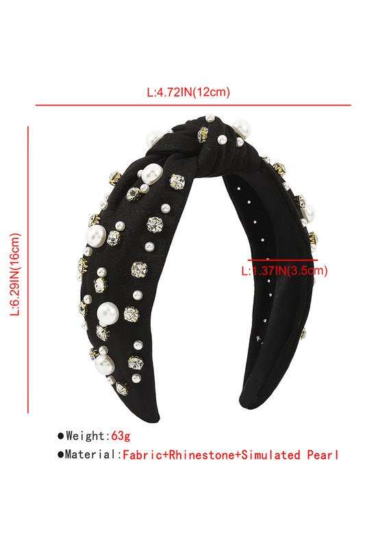 Luxury Rhinestone Pearl TopKnot Baroque Headband