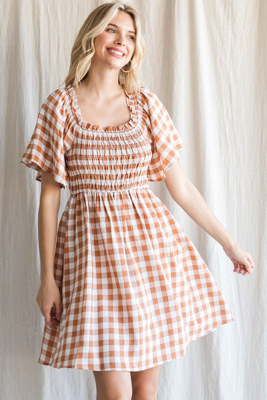Fall Time Babe Gingham Dress