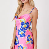 In a Breeze Tropical Cowl Neck Dress