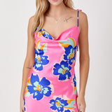 In a Breeze Tropical Cowl Neck Dress