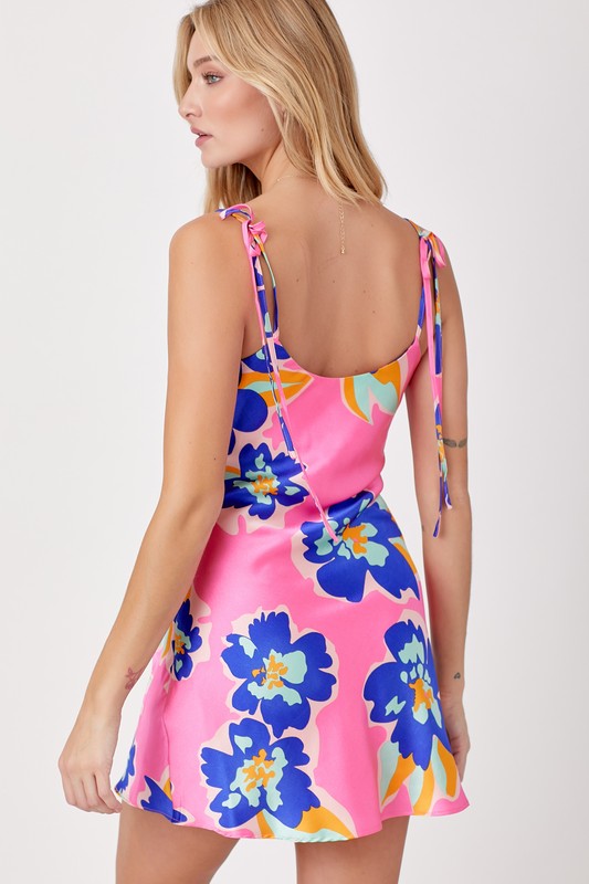 In a Breeze Tropical Cowl Neck Dress