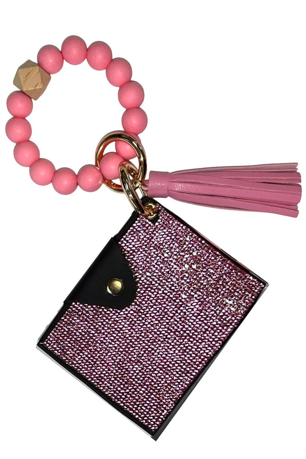Pink Keychain Wallet Bead Bracelet