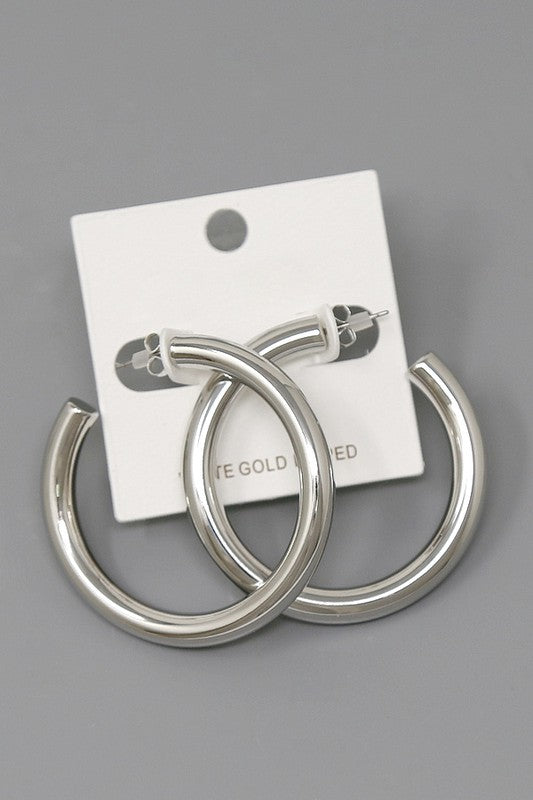 Gold Dipped Tube Hoop Earrings - Gold or Silver
