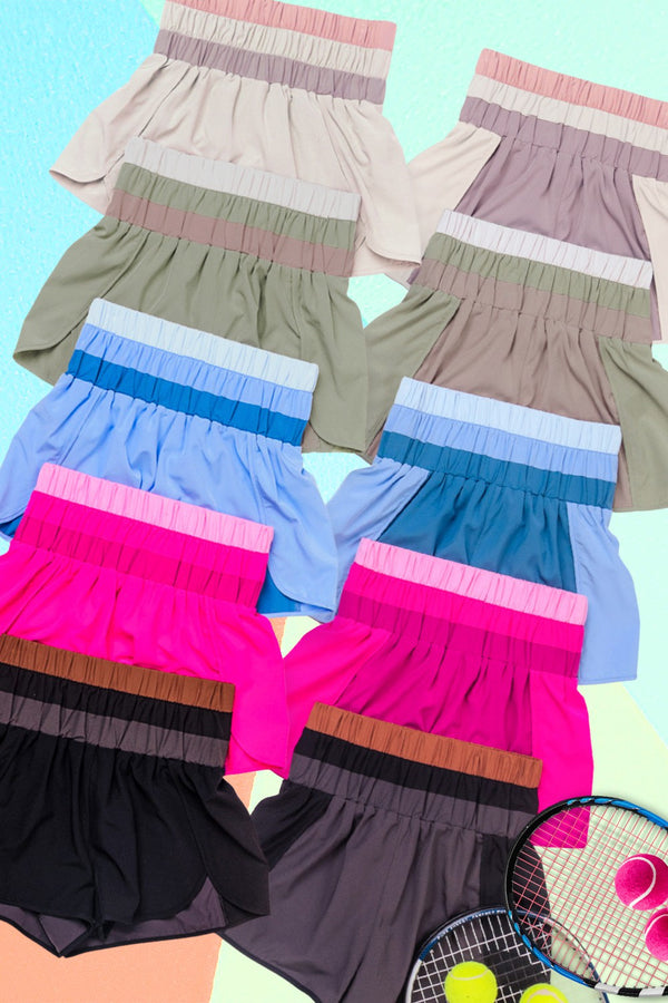 Multi Color Blocked Active Wear Shorts