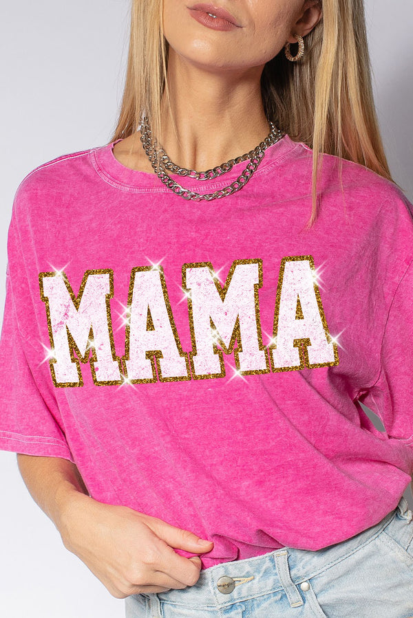 Glitter Mineral Washed Mama Graphic Tee