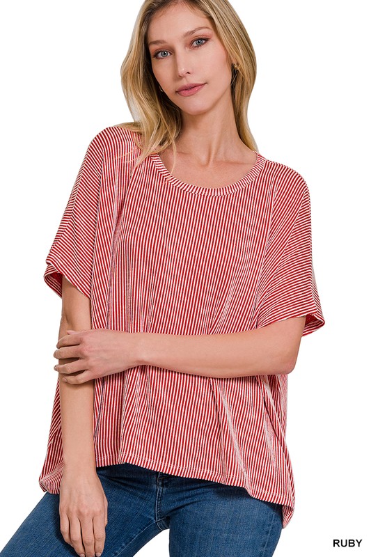Easy Day Ribbed Striped Oversized Top