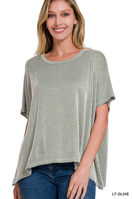Easy Day Ribbed Striped Oversized Top