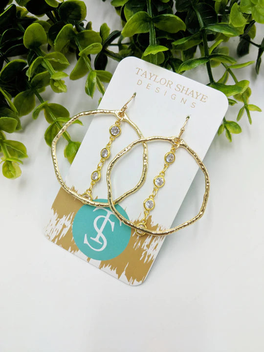 The Perfect Pair Gold Hoops with CZ Diamond Taylor Shaye Earring