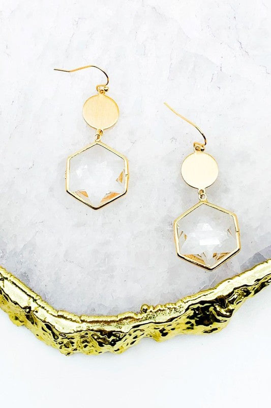 Hexagon Earrings - Gold and Silver