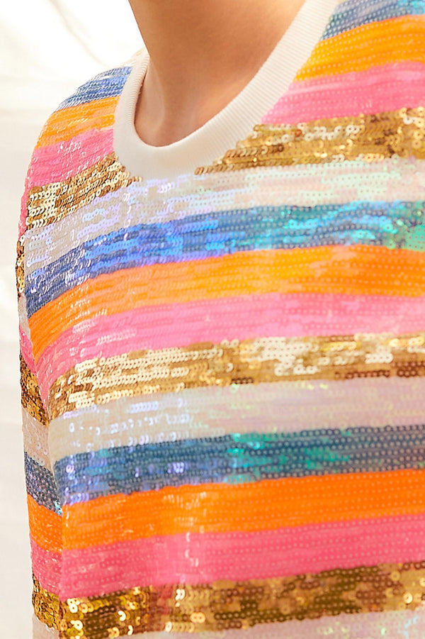 Party Time Sequin Striped Top