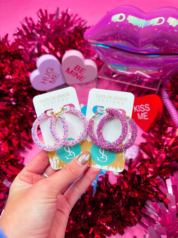 Valentine Glitter Hinge Hoops