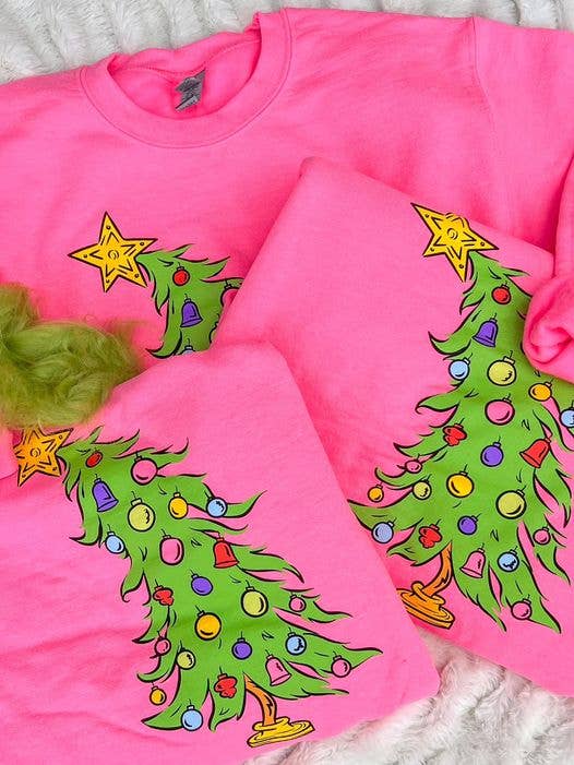 Christmas Tree  | Neon Pink | Sweatshirt