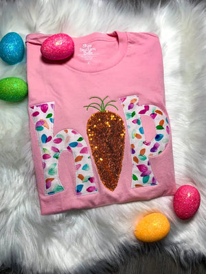 Easter Hop Bunny Sequin Short Sleeve Tee
