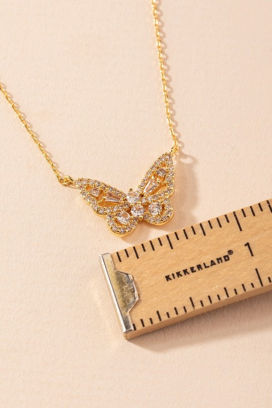 Crystal CZ Butterfly Necklace