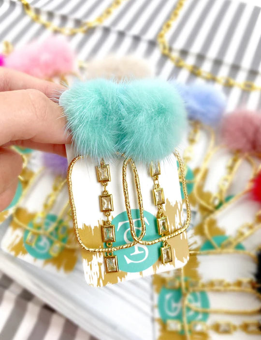 Puff Crystal Drop CZ Hoops - Taylor Shaye