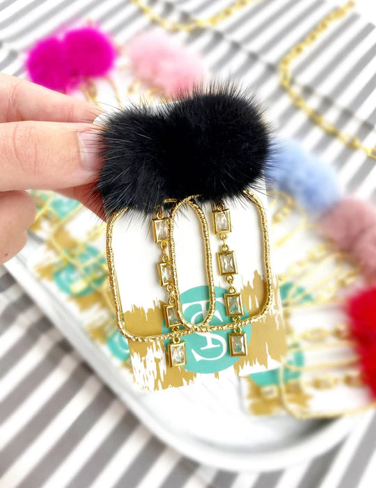 Puff Crystal Drop CZ Hoops - Taylor Shaye